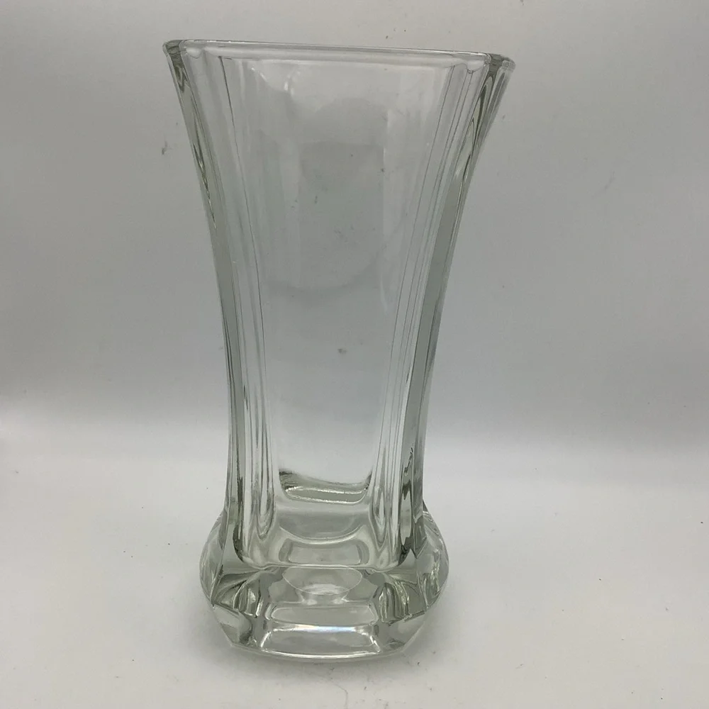 Elegant  French Four Sided Clear Glass Vase